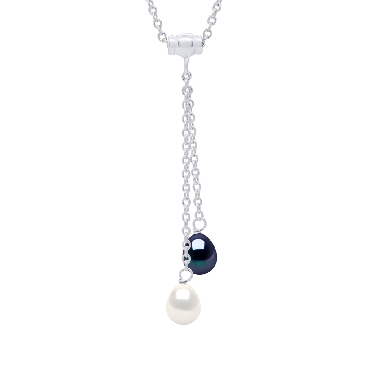 Collier Maille Forçat Véritables Perles d'Eau Douce Poires 7-8 mm — Argent 925 Millièmes — 42 cm 1