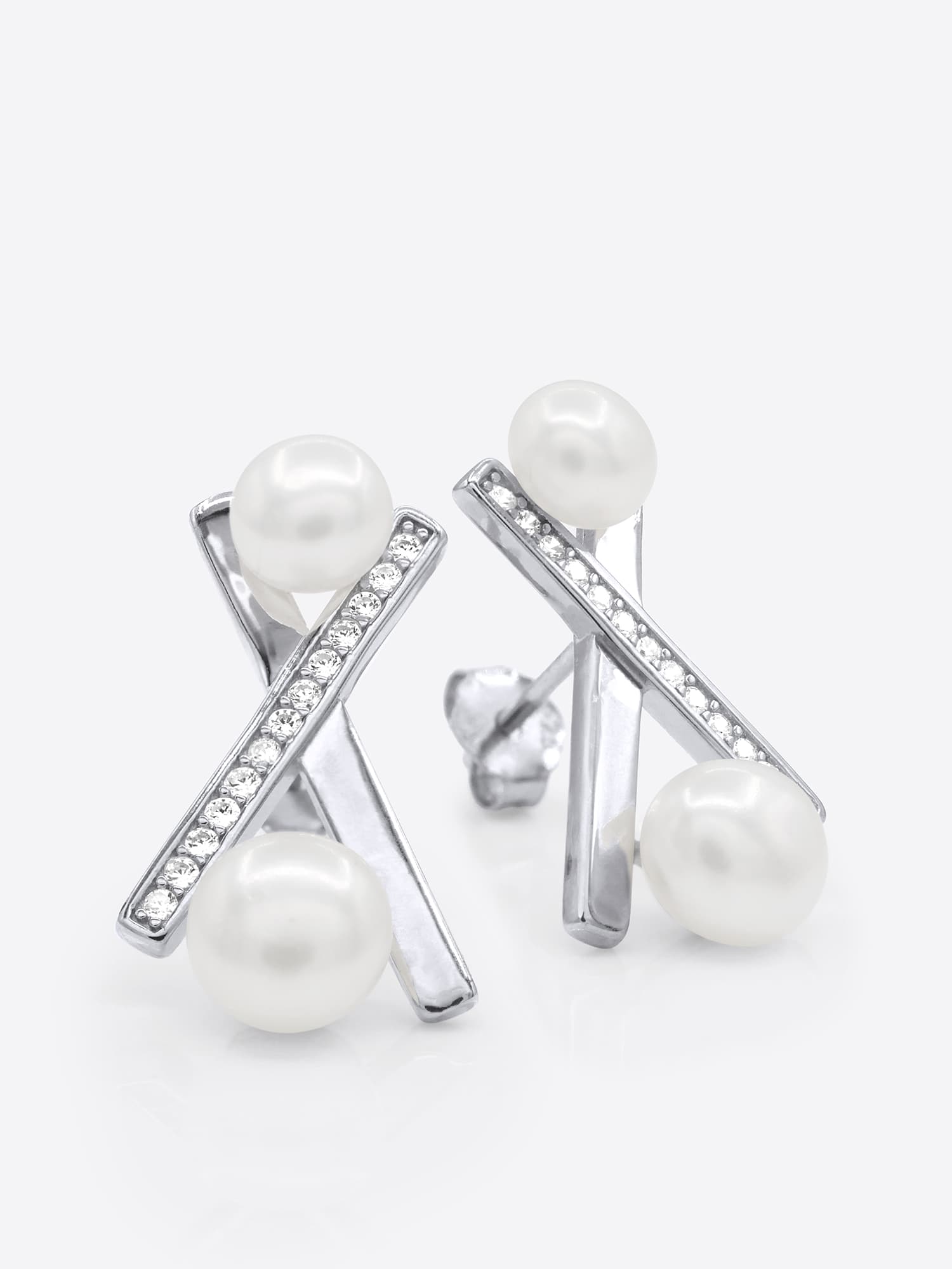 Boucles d'Oreilles Véritable Perle d'Eau Douce Bouton 4-5 mm — Argent 925 Millièmes Rhodié 1