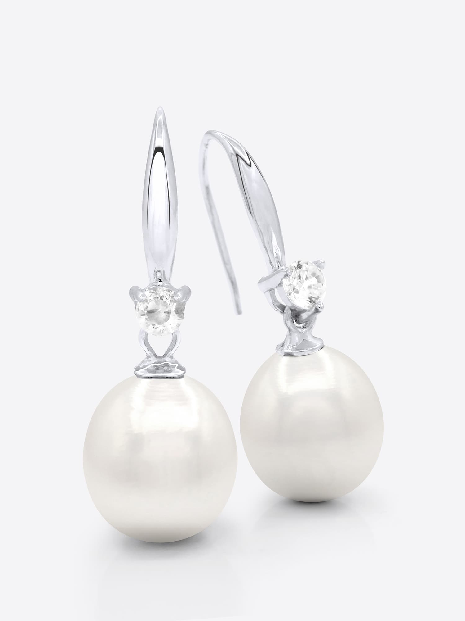 Boucles d'Oreilles Véritables Perles d'Eau Douce Poires 9-10 mm — Argent 925 Millièmes 1