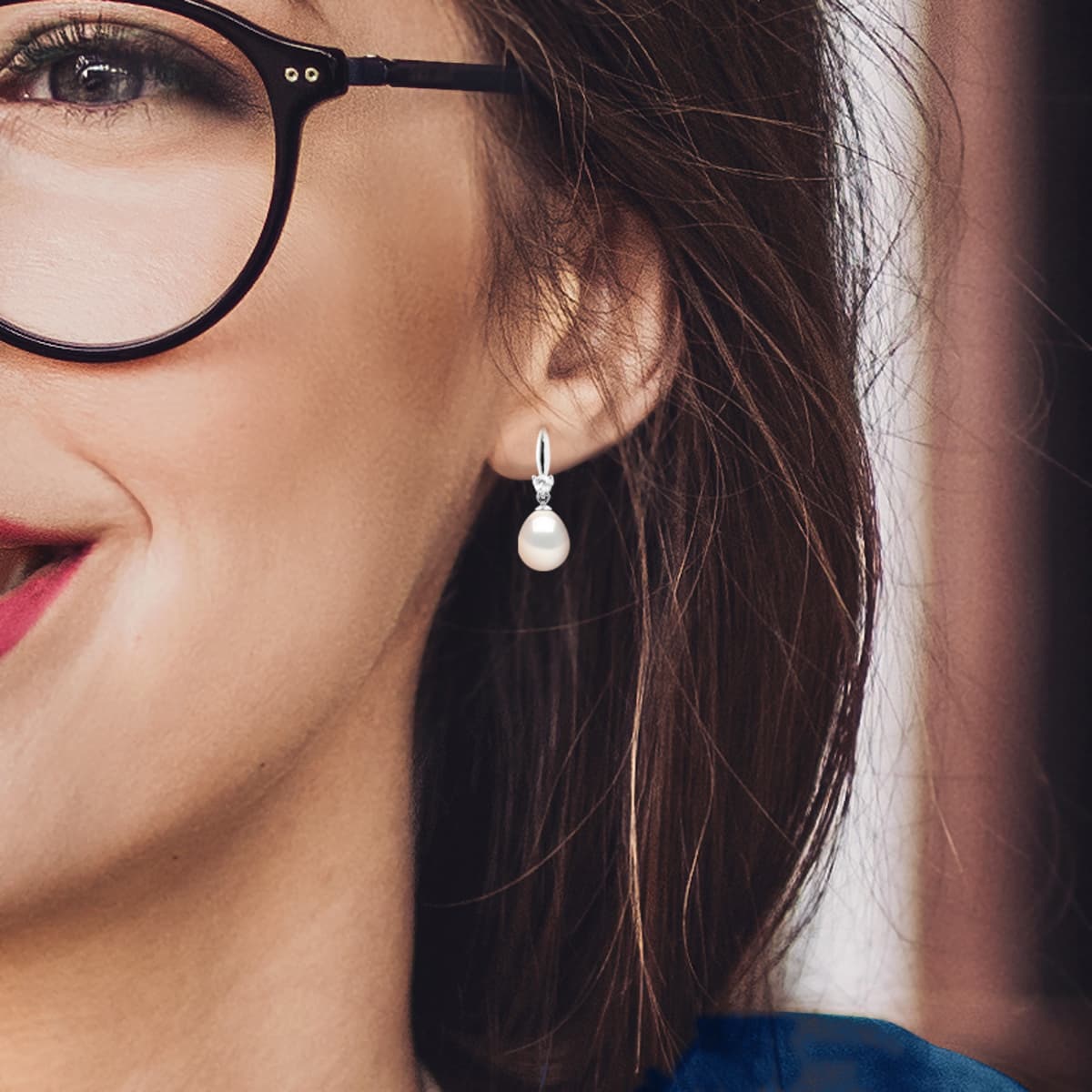 Boucles d'Oreilles Véritables Perles d'Eau Douce Poires 9-10 mm — Argent 925 Millièmes 5