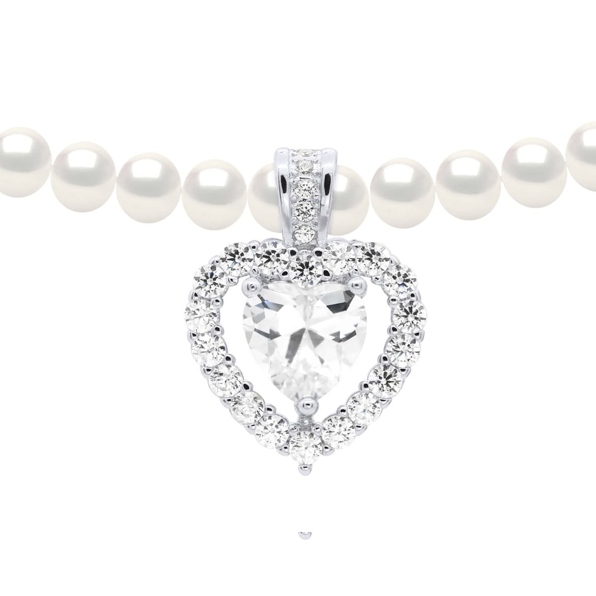 Collier Véritables Perles d'Eau Douce Semi-Rondes 5-6 mm — Argent 925 Millièmes — 45 cm 1