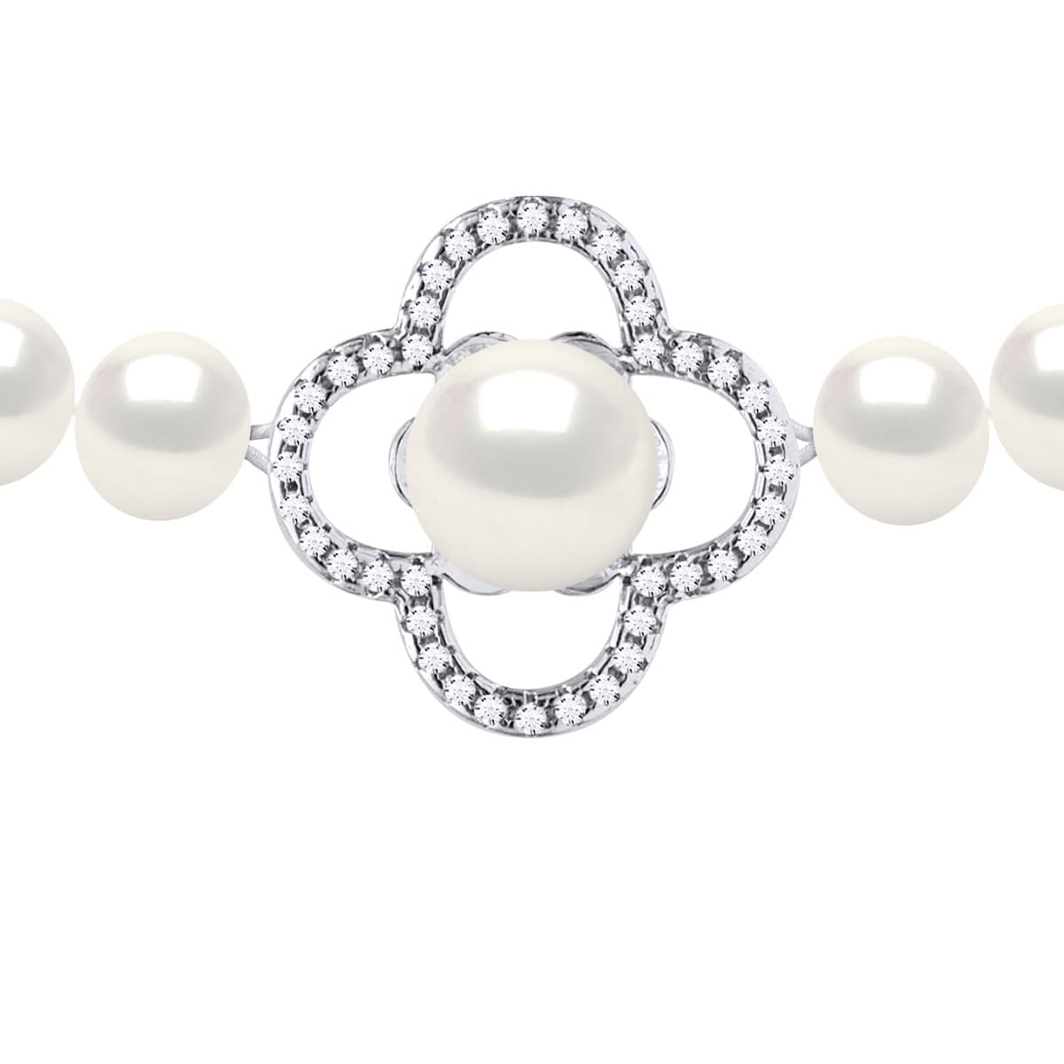 Collier Véritables Perles d'Eau Douce Semi-Rondes 6-7 mm — Argent 925 Millièmes — 45 cm 1