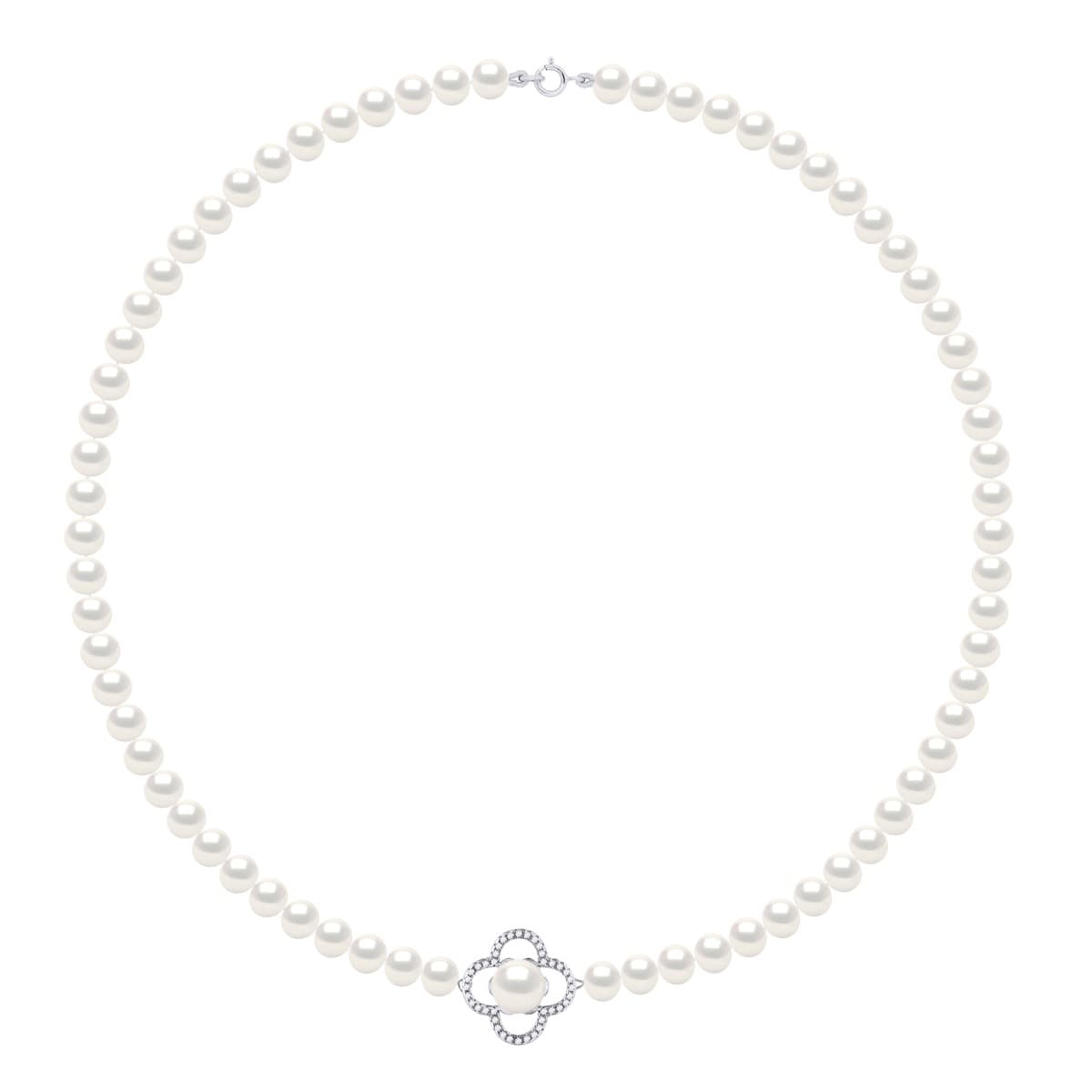 Collier Véritables Perles d'Eau Douce Semi-Rondes 6-7 mm — Argent 925 Millièmes — 45 cm 3