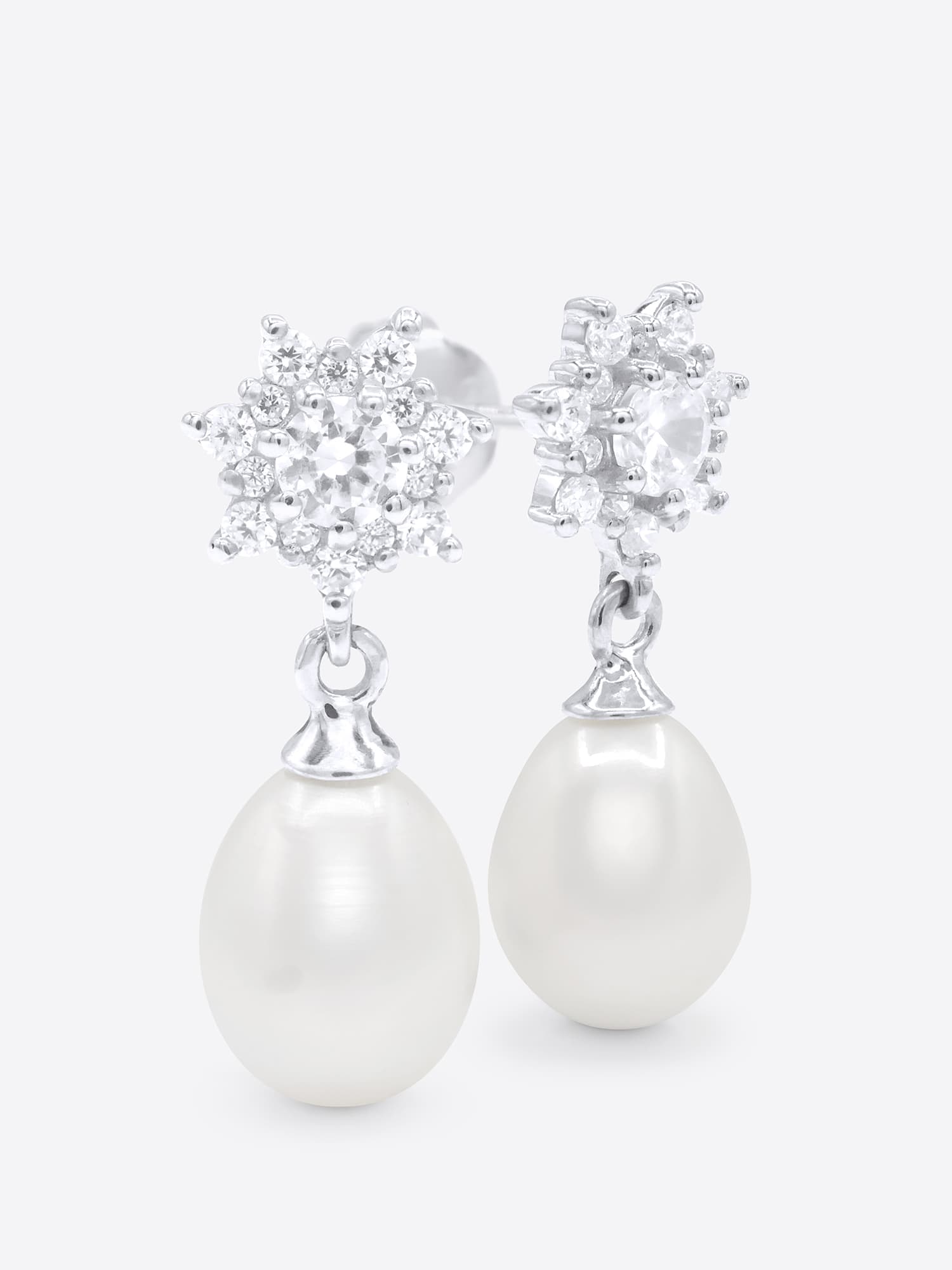 Boucles d'Oreilles Véritables Perles d'Eau Douce Poires 7-8 mm — Argent 925 Millièmes 1