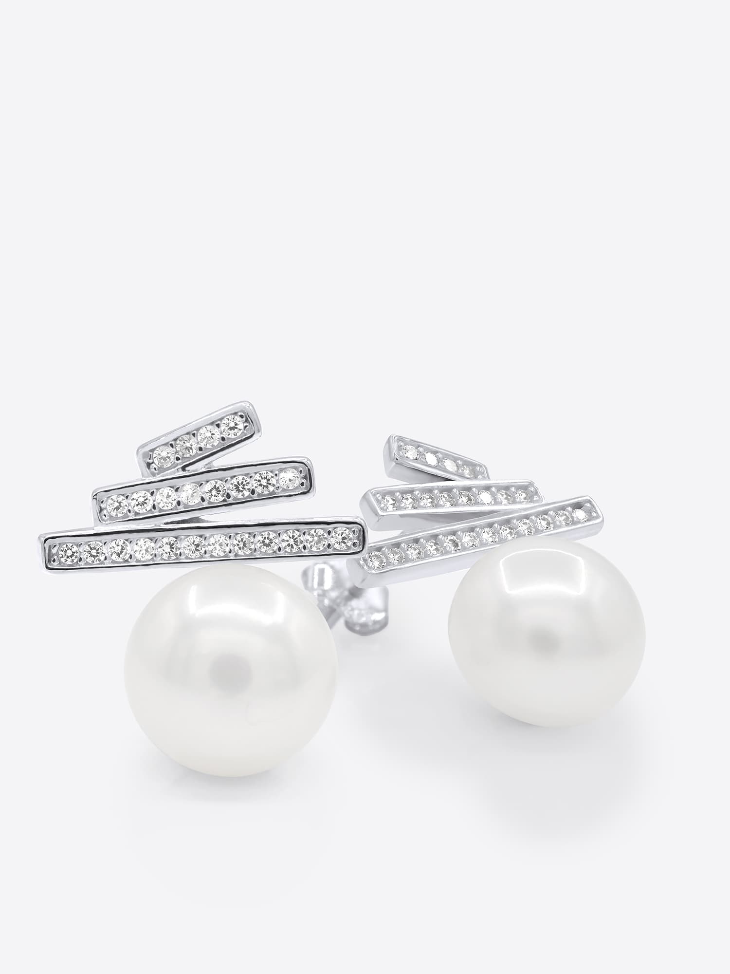 Boucles d'Oreilles Véritable Perle d'Eau Douce Bouton 9-10 mm — Argent 925 Millièmes Rhodié 1