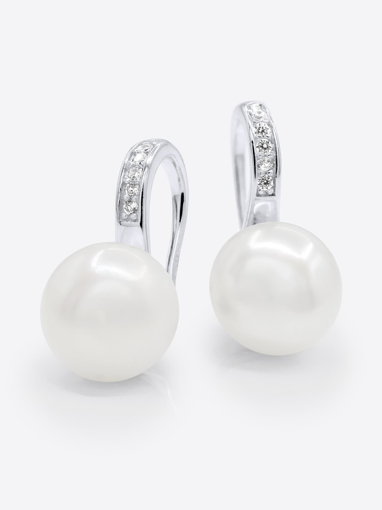 Boucles d'Oreilles Véritables Perles d'Eau Douce Bouton 9-10 mm — Argent 925 Millièmes 1