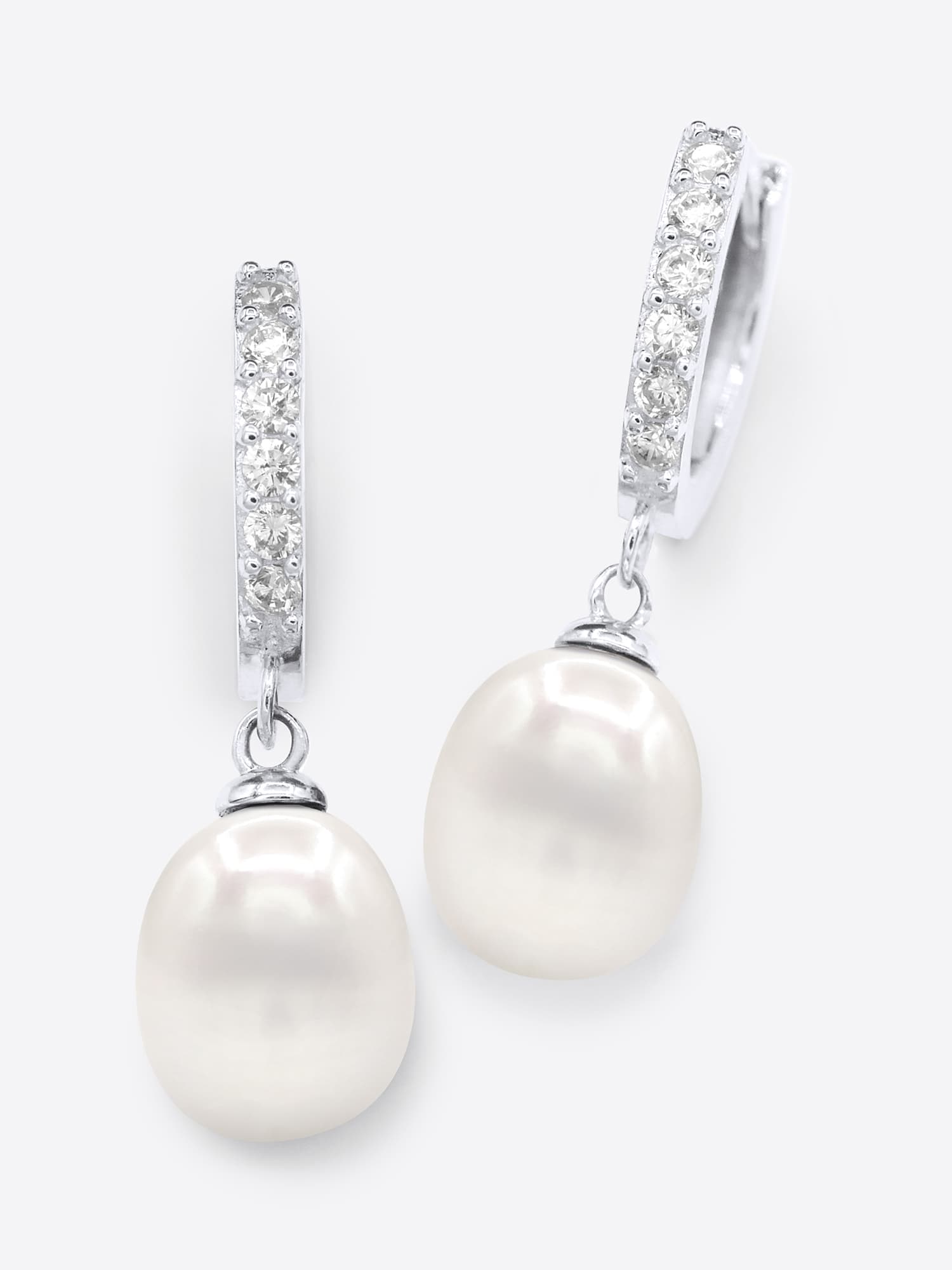 Boucles d'Oreilles Véritables Perles d'Eau Douce Poires 8-9 mm — Argent 925 Millièmes Rhodié 1