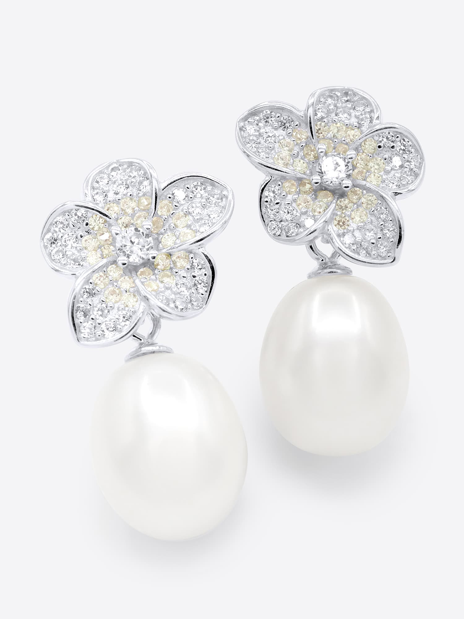 Boucles d'Oreilles Véritables Perles d'Eau Douce Poires 9-10 mm — Argent 925 Millièmes 1