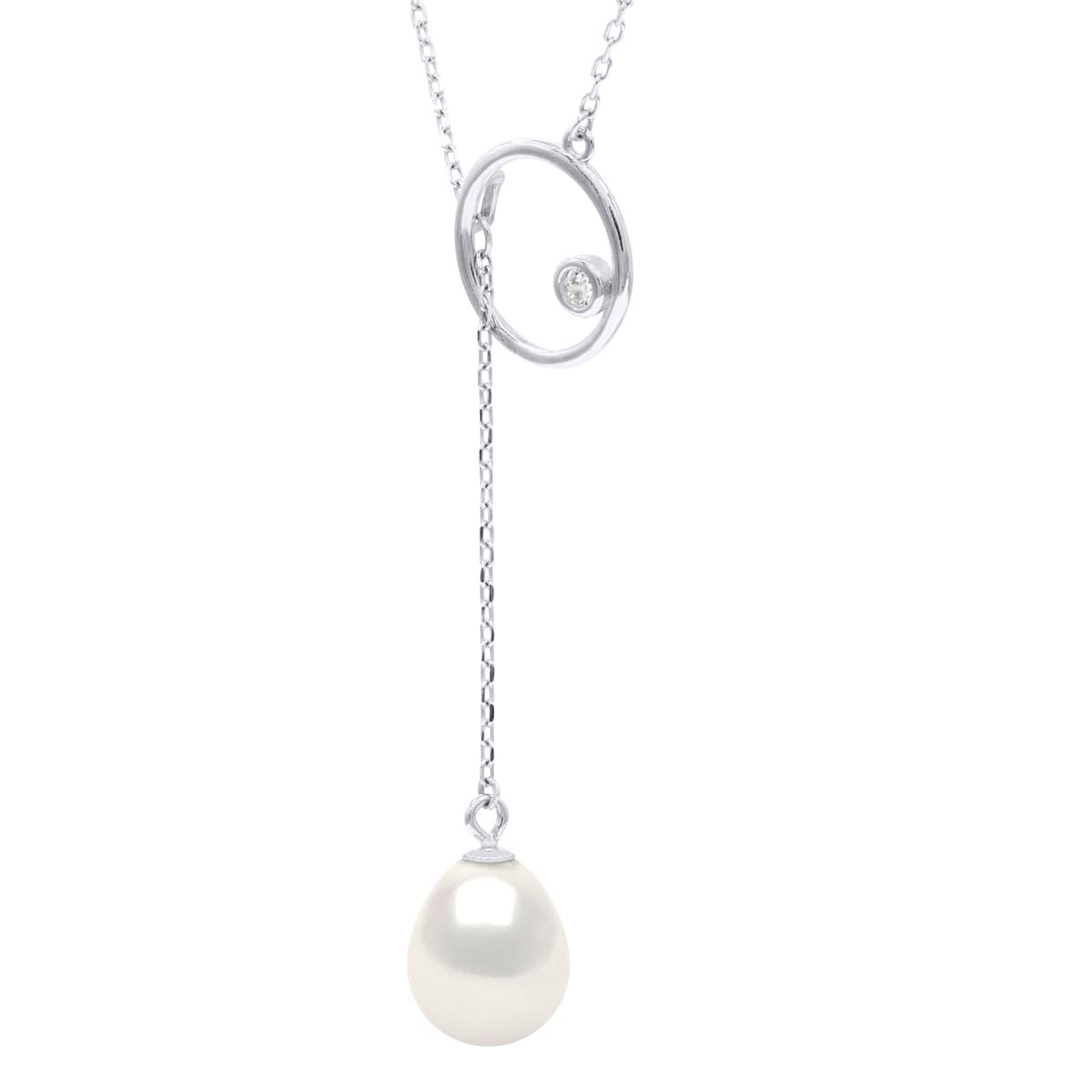 Collier Maille Forçat Véritables Perles d'Eau Douce 9 mm — Argent 925 Millièmes Rhodié — 42 cm 1