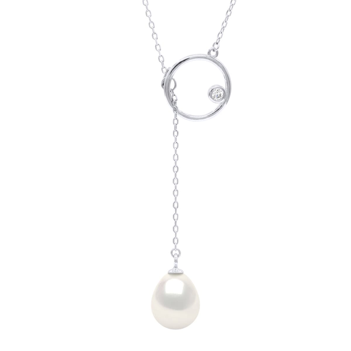 Collier Maille Forçat Véritables Perles d'Eau Douce 9 mm — Argent 925 Millièmes Rhodié — 42 cm 2