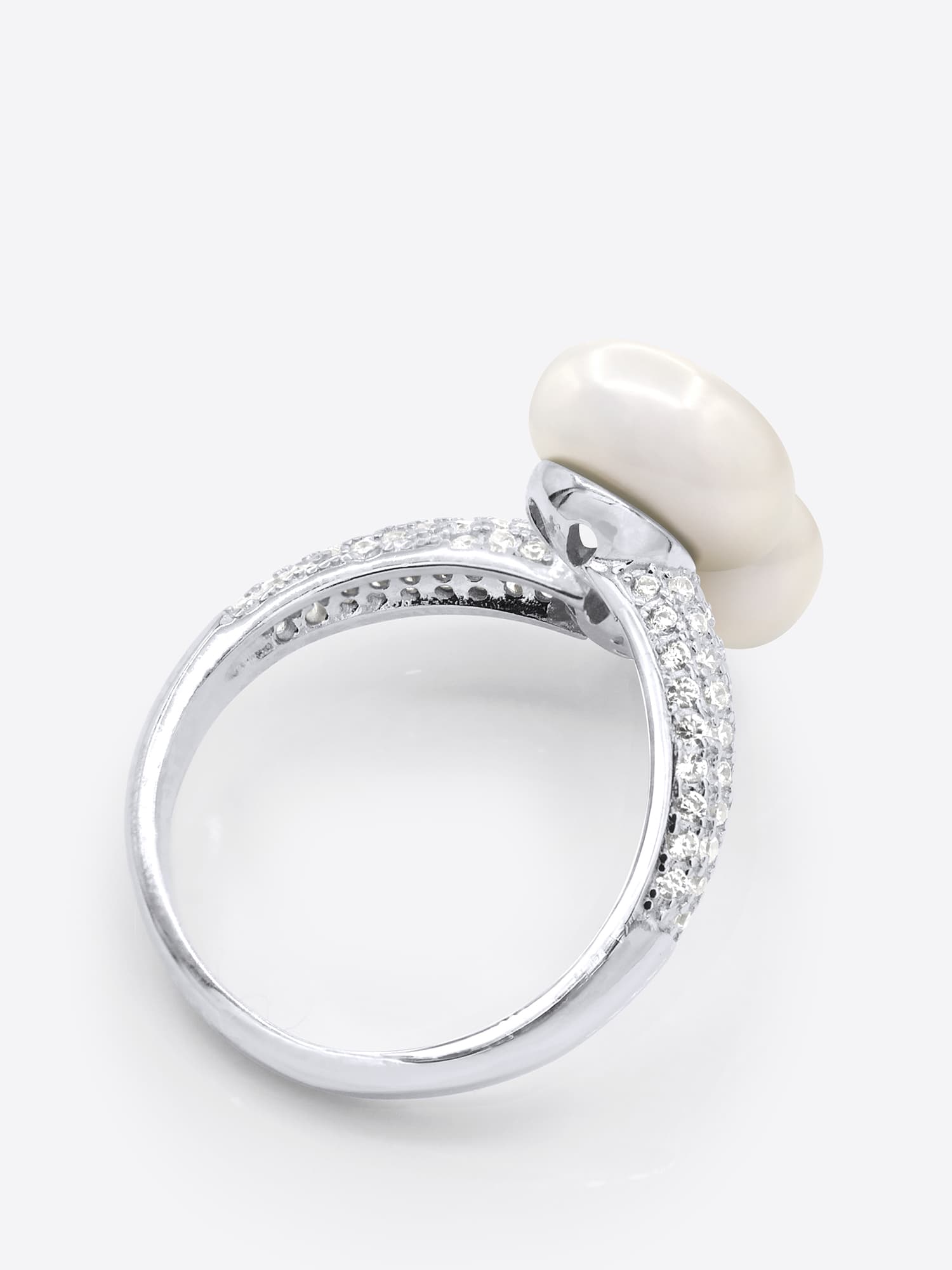 Bague Toi & Moi Véritables Perles d'Eau Douce Rondes 8-9 mm — Argent 925 Millièmes Rhodié 5