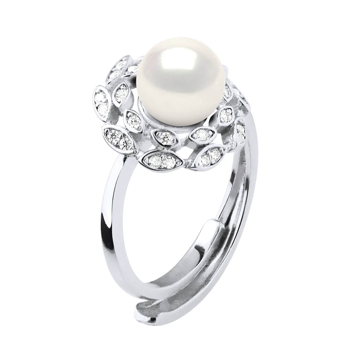 Bague Jonc Véritable Perle d'Eau Douce Ronde 7-8 mm — Argent 925 Millièmes Rhodié 3