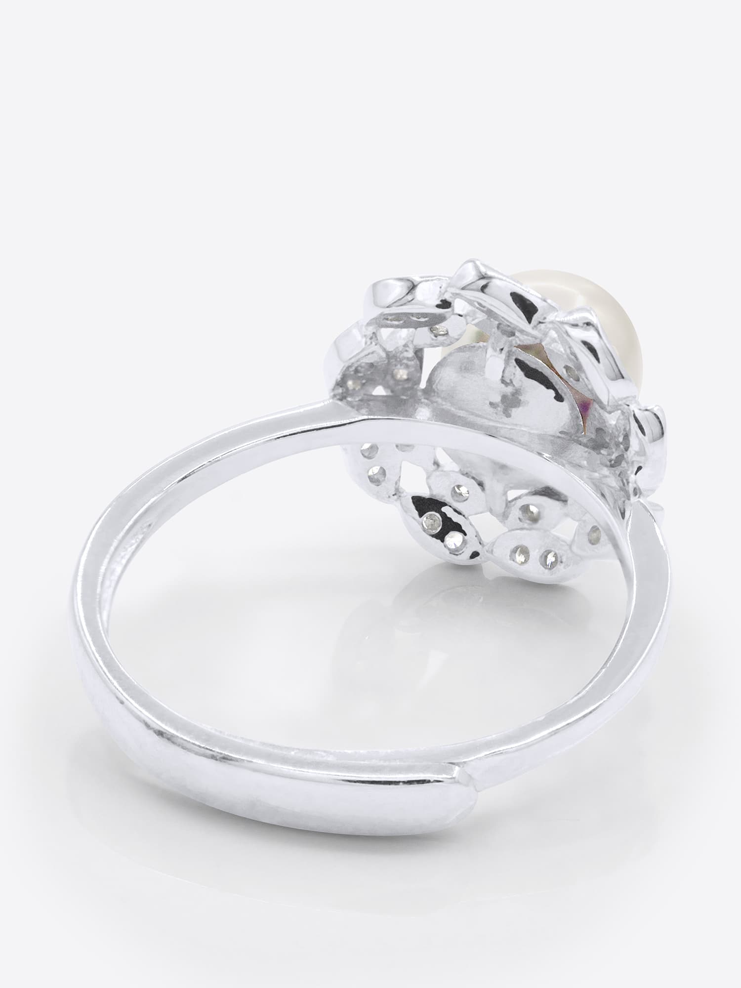Bague Jonc Véritable Perle d'Eau Douce Ronde 7-8 mm — Argent 925 Millièmes Rhodié 5
