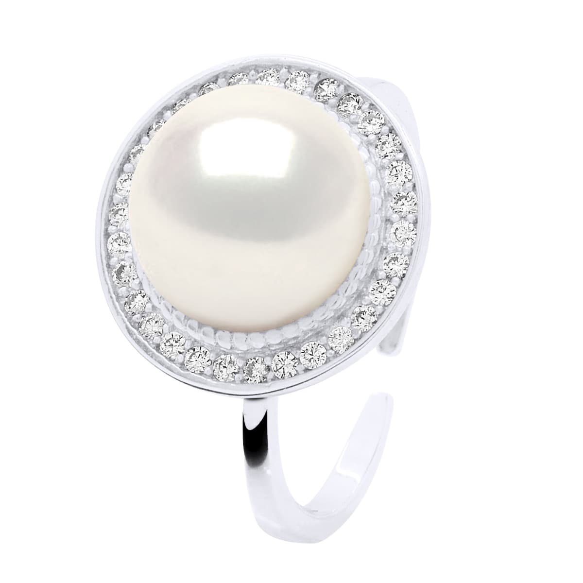 Bague Véritable Perle d'Eau Douce Bouton — Argent 925 Millièmes Rhodié 3