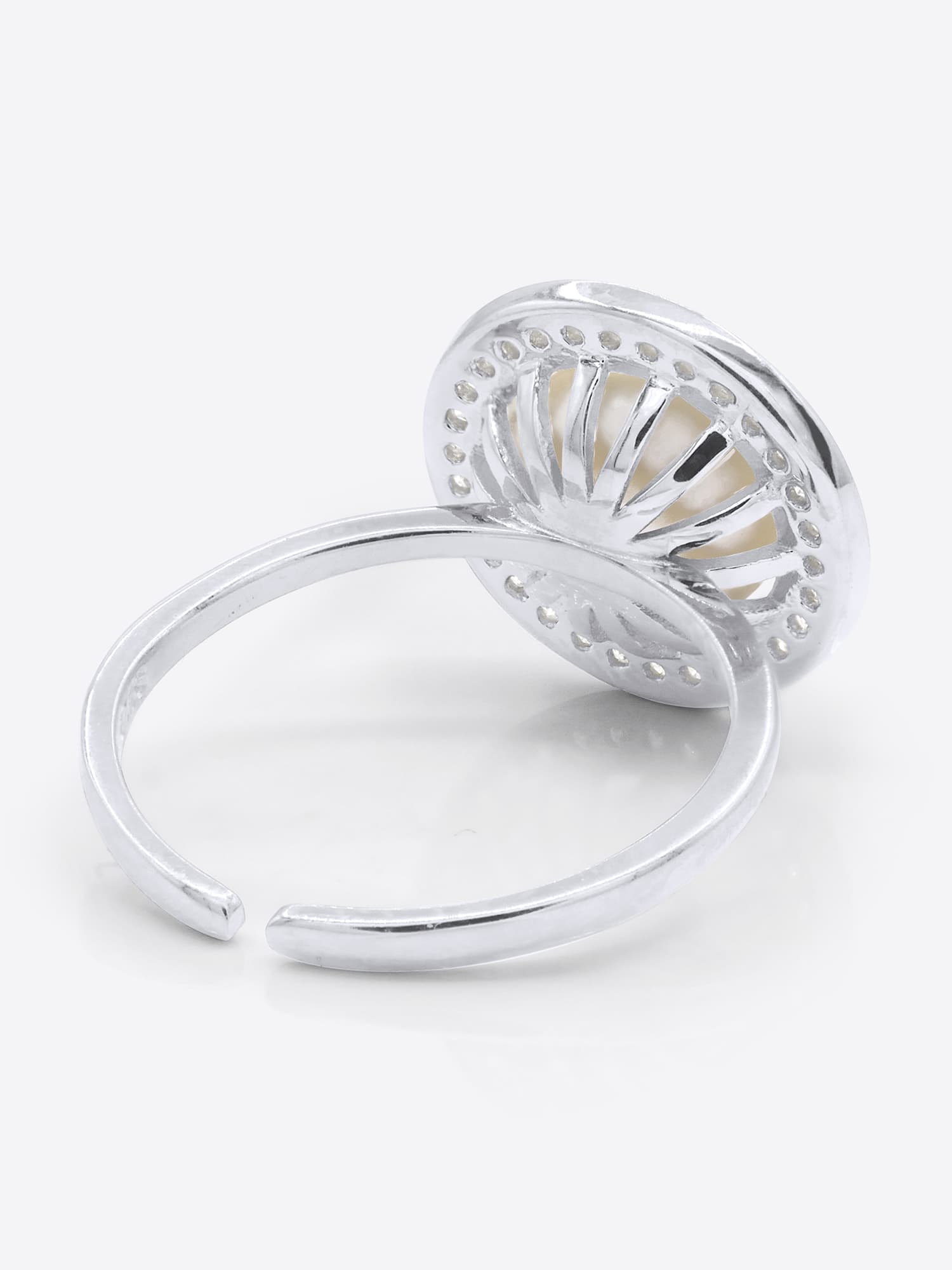 Bague Véritable Perle d'Eau Douce Bouton — Argent 925 Millièmes Rhodié 5
