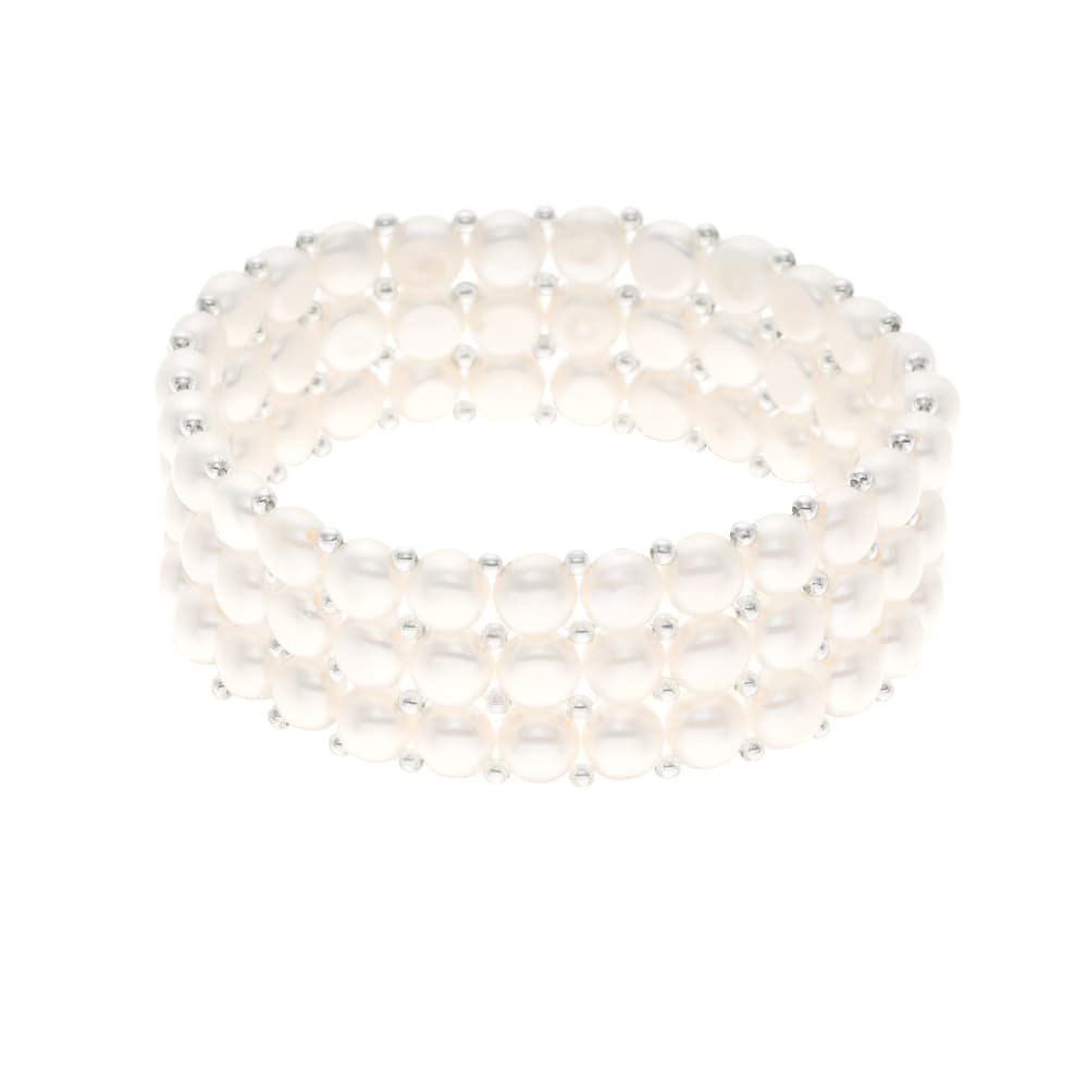 Bracelet 3 Rangs Véritables Perles d'Eau Douce 4 mm — 18 cm 1
