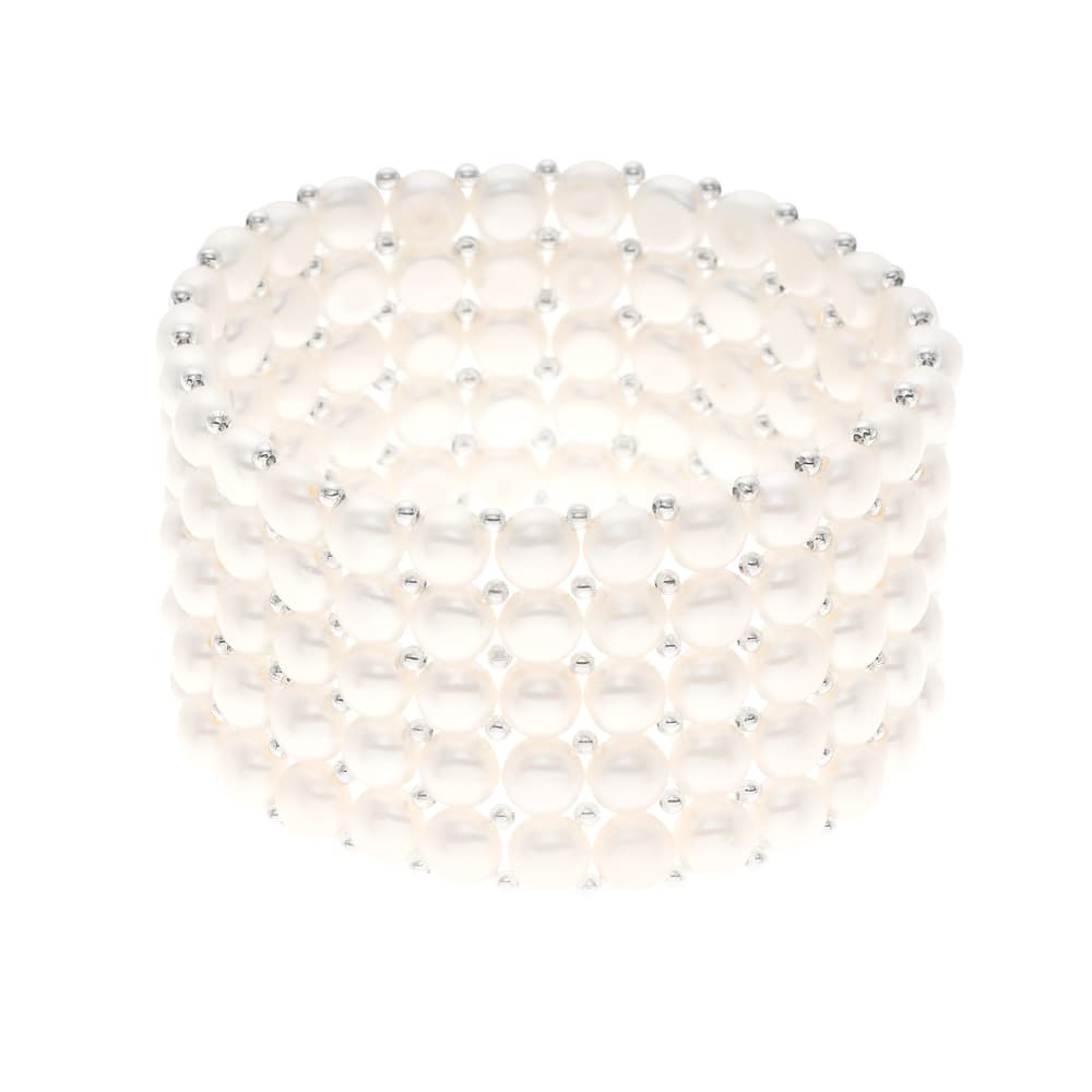 Bracelet 5 Rangs Véritables Perles d'Eau Douce 4 mm — 18 cm 1