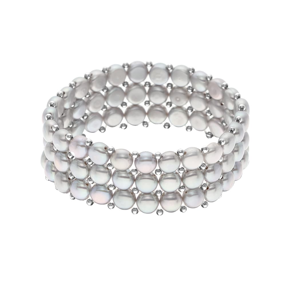 Bracelet 3 Rangs Véritables Perles d'Eau Douce 4 mm — 18 cm 1