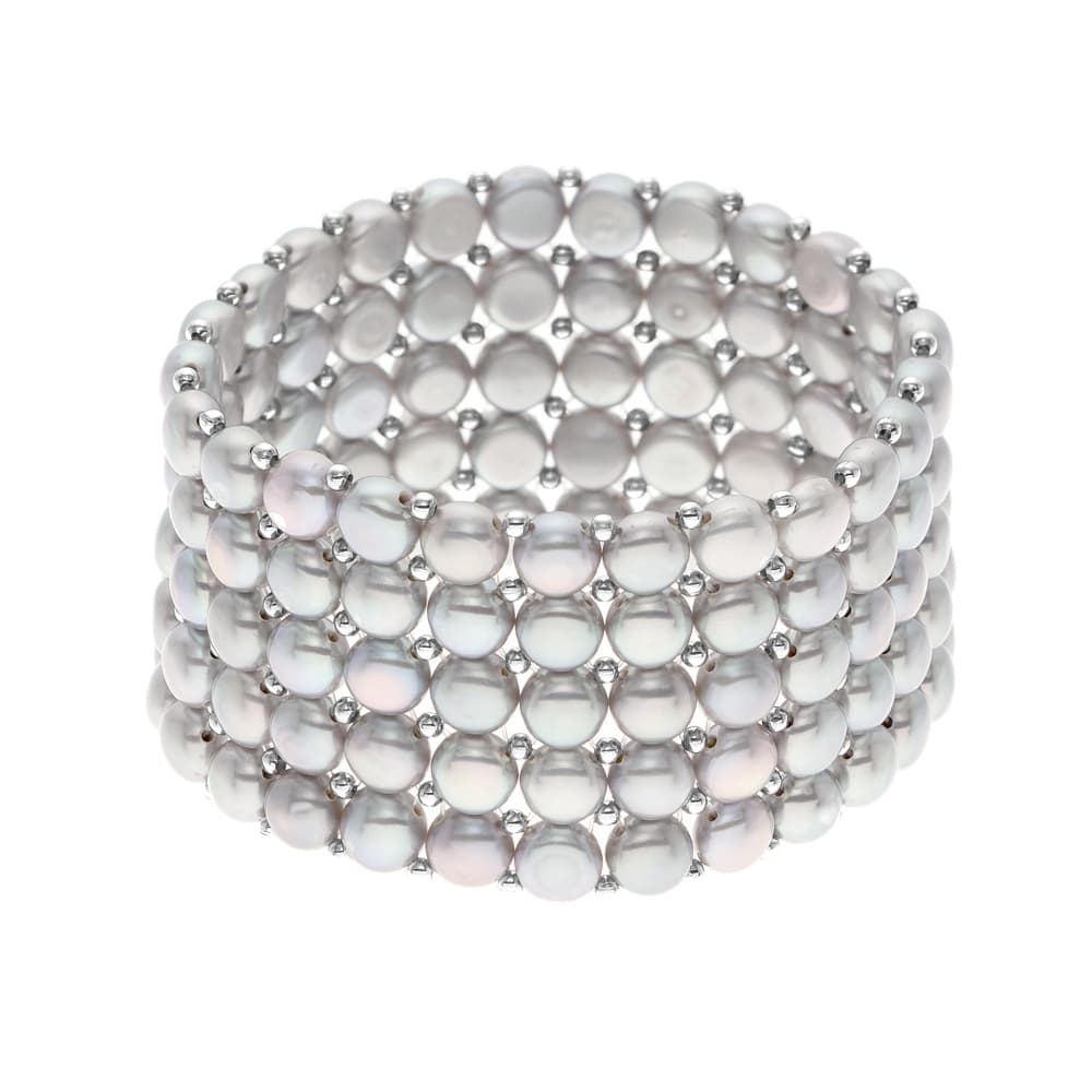 Bracelet 5 Rangs Véritables Perles d'Eau Douce 4 mm — 18 cm 1