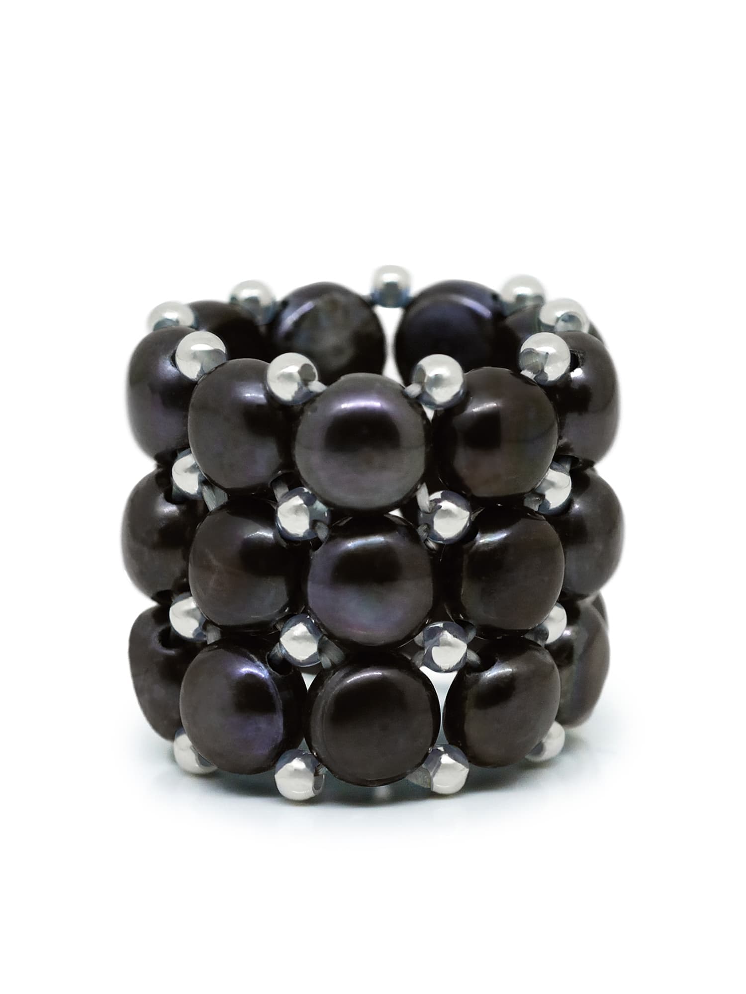 Bague 3 Rangs Véritables Perles d'Eau Douce 4 mm 1