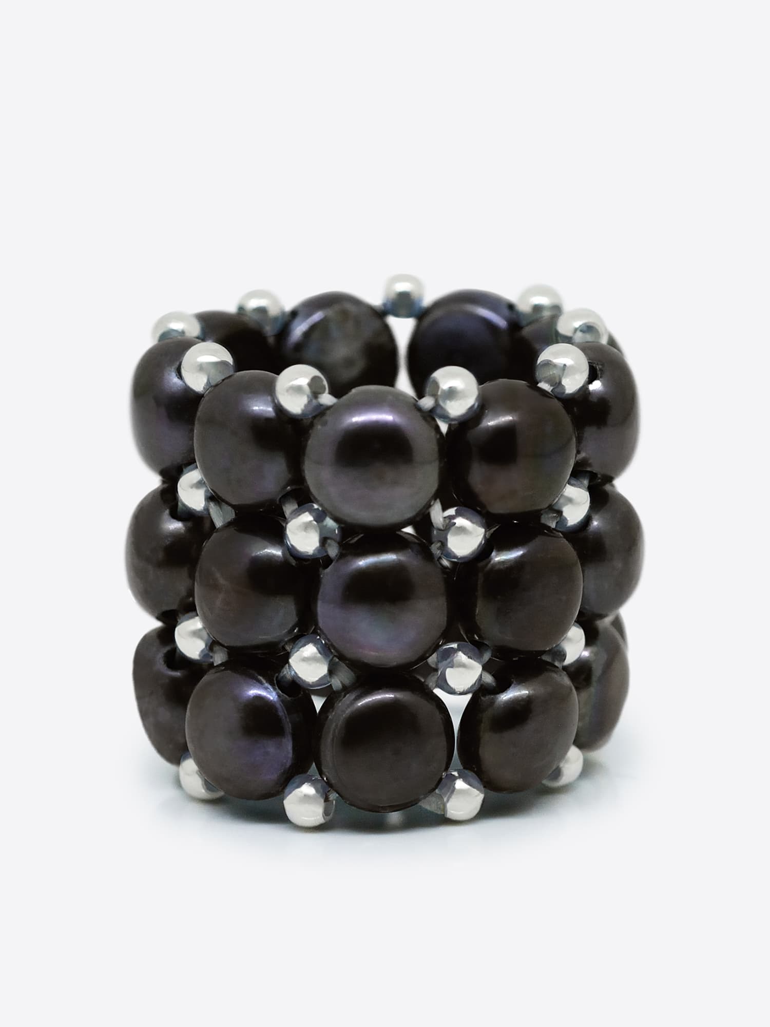 Bague 3 Rangs Véritables Perles d'Eau Douce 4 mm 4