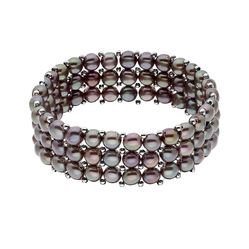 Bracelet 3 Rangs Véritables Perles d'Eau Douce 4 mm — 18 cm 1