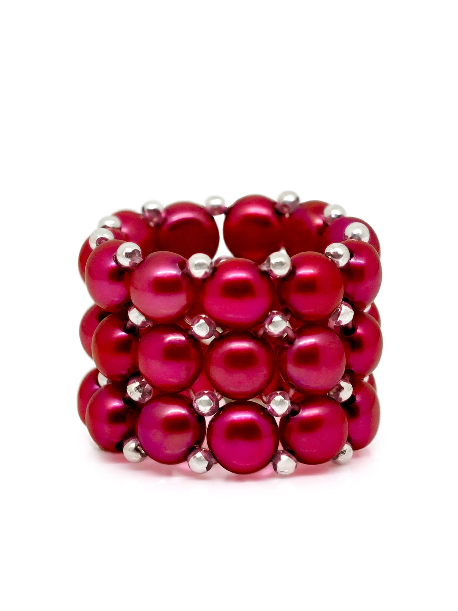 Bague 3 Rangs Véritables Perles d'Eau Douce 4 mm 1