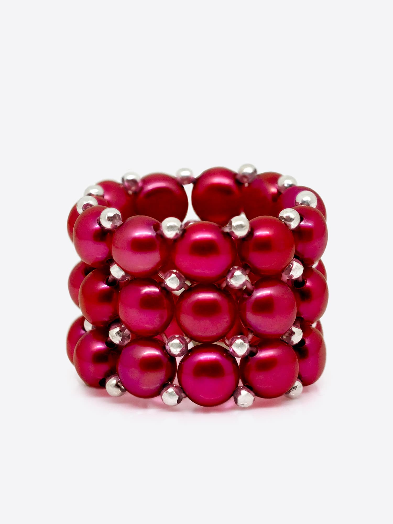 Bague 3 Rangs Véritables Perles d'Eau Douce 4 mm 4