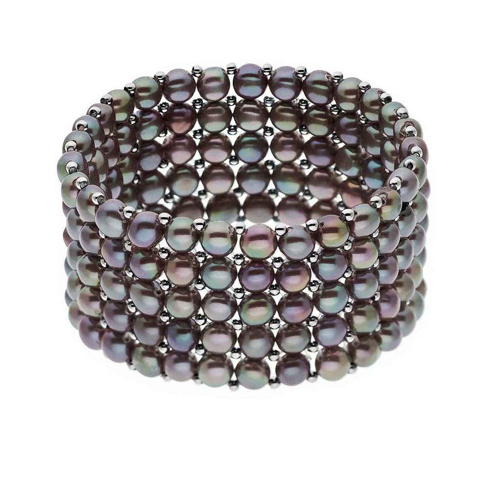Bracelet 5 Rangs Véritables Perles d'Eau Douce 4 mm — 18 cm 1