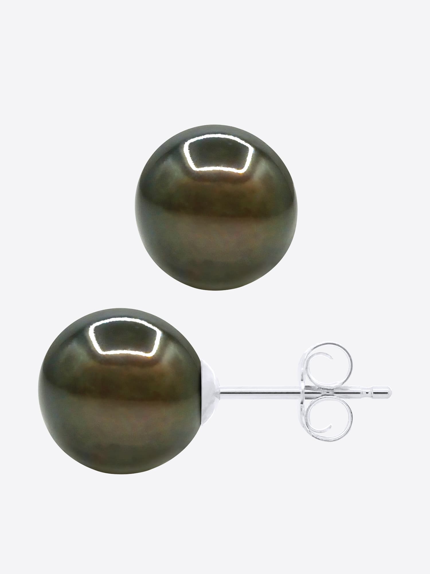 Boucles d'Oreilles Véritables Perles de Tahiti Ovales 8-9 mm — Argent 925 Millièmes 5