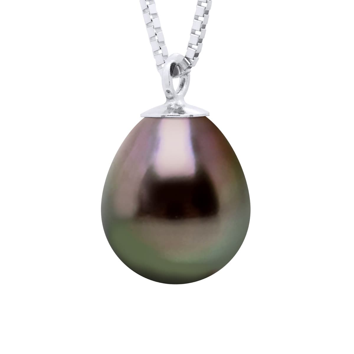 Collier Maille Vénitienne Véritable Perle de Tahiti 8-9 mm — Argent 925 Millièmes Rhodié — 42 cm 1