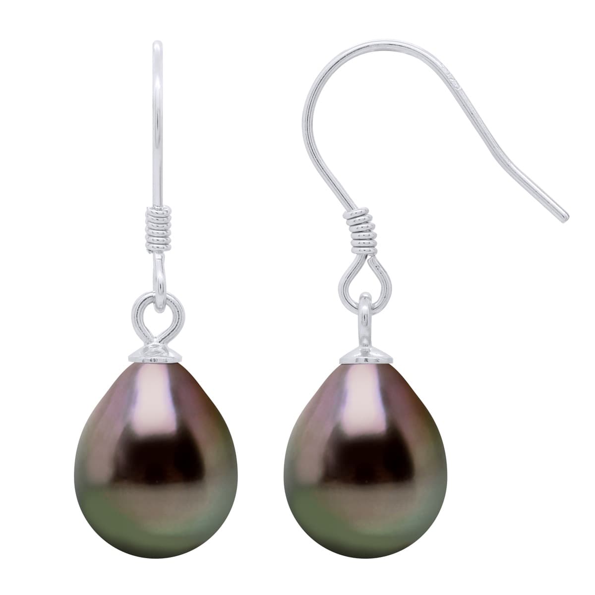 Boucles d'Oreilles Véritables Perles de Tahiti Poires 9-10 mm — Argent 925 Millièmes 3