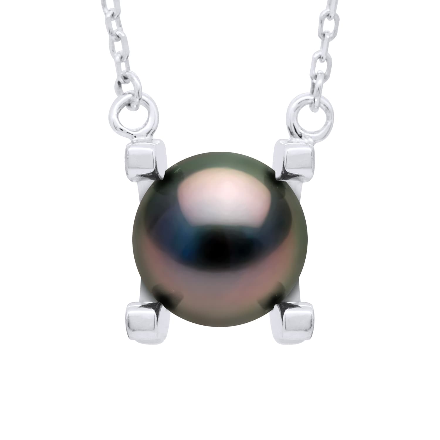 Collier Maille Forçat Véritable Perle de Tahiti Ronde 8-9 mm — Argent 925 Millièmes Rhodié — 42 cm 1