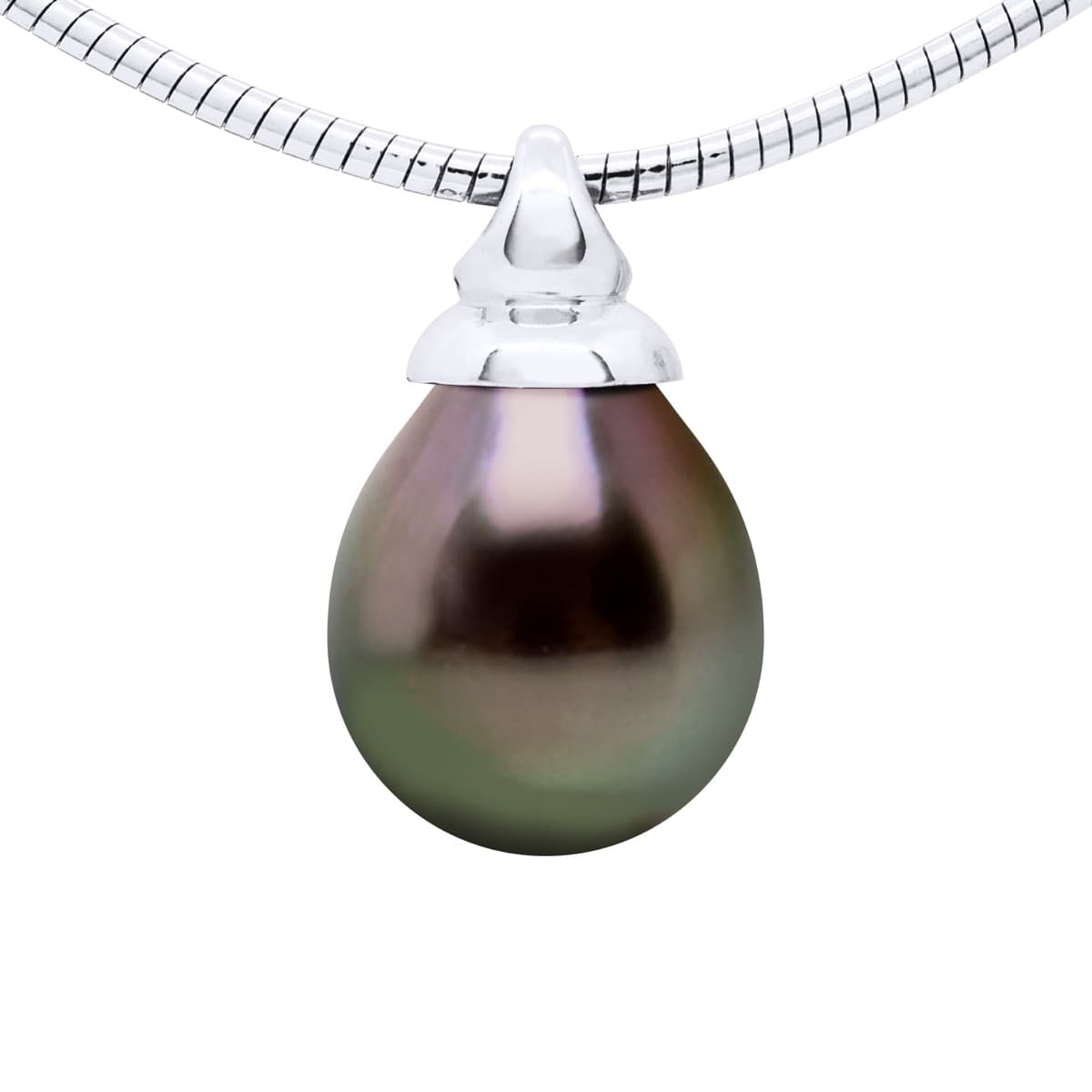 Collier Véritable Perle de Tahiti Poire 9-10 mm — Argent 925 Millièmes — 42 cm 1