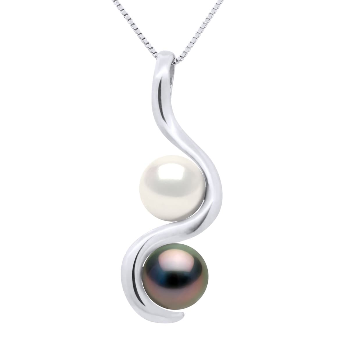 Collier Maille Vénitienne Véritable Perle de Tahiti 8-9 mm — Argent 925 Millièmes Rhodié — 42 cm 1