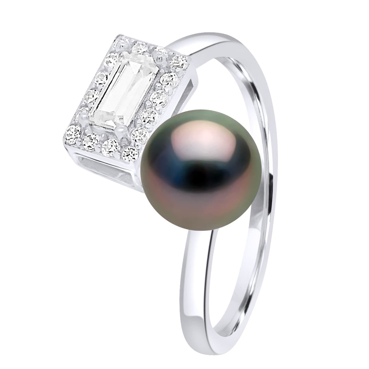 Bague Véritable Perle de Tahiti Ronde 8-9 mm — Argent 925 Millièmes Rhodié 4