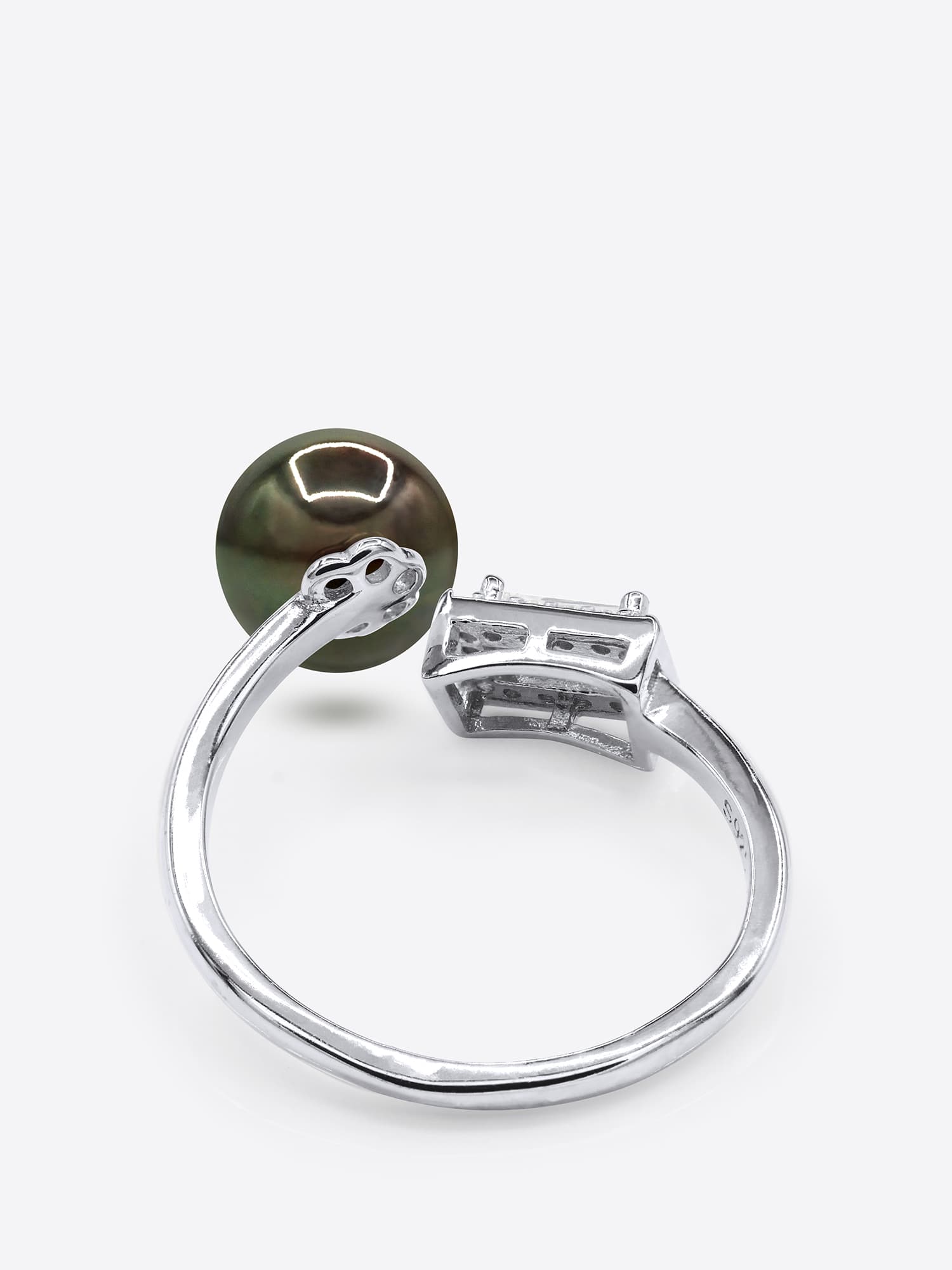 Bague Véritable Perle de Tahiti Ronde 8-9 mm — Argent 925 Millièmes Rhodié 5