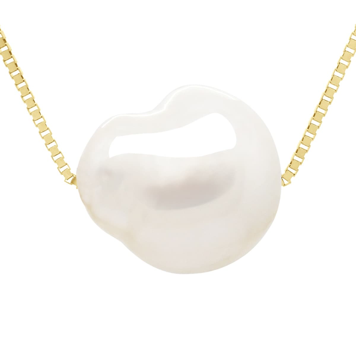 Collier Véritable Perle d'Eau Douce Baroque 11-12 mm — Or Jaune 375 Millièmes — 42 cm 1