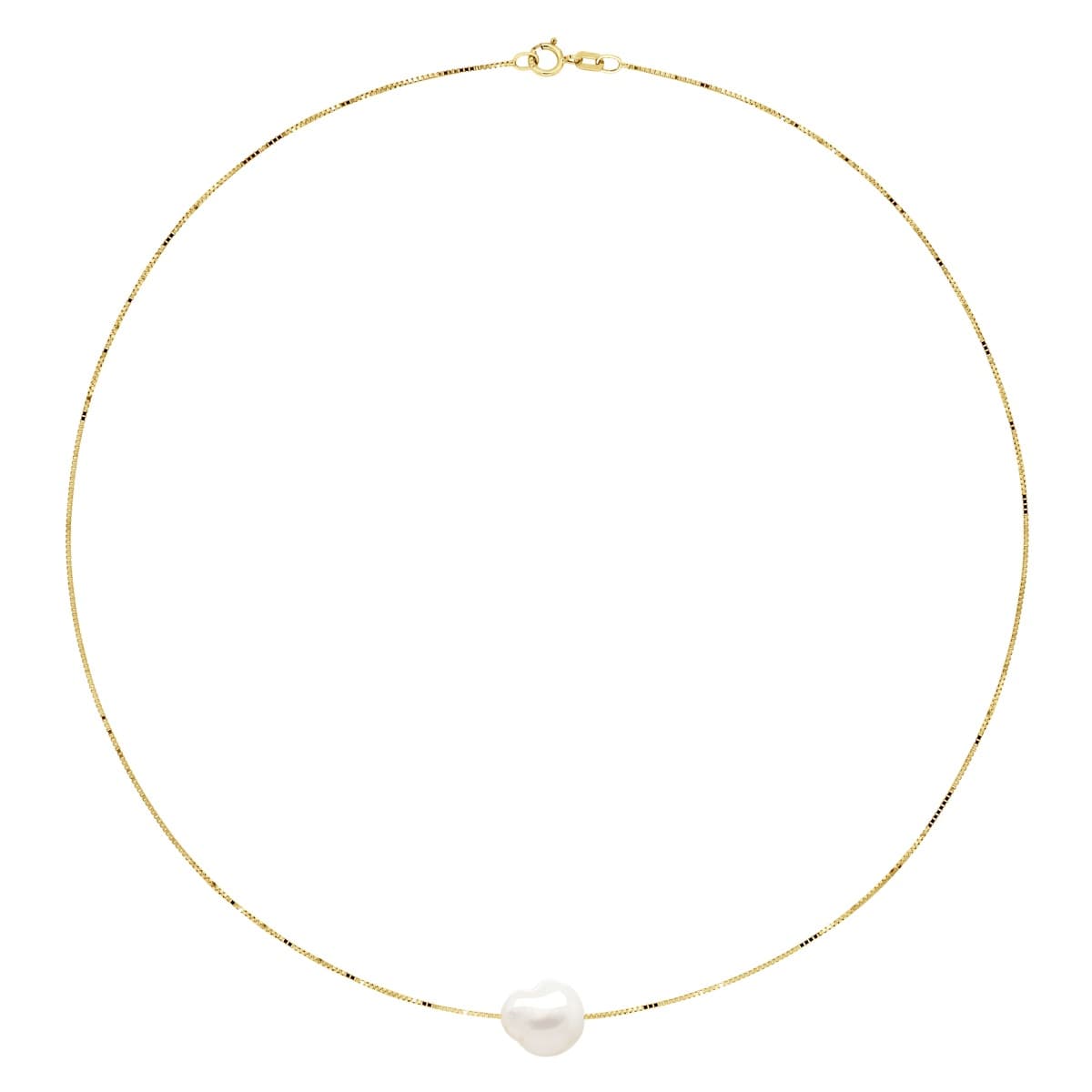 Collier Véritable Perle d'Eau Douce Baroque 11-12 mm — Or Jaune 375 Millièmes — 42 cm 3