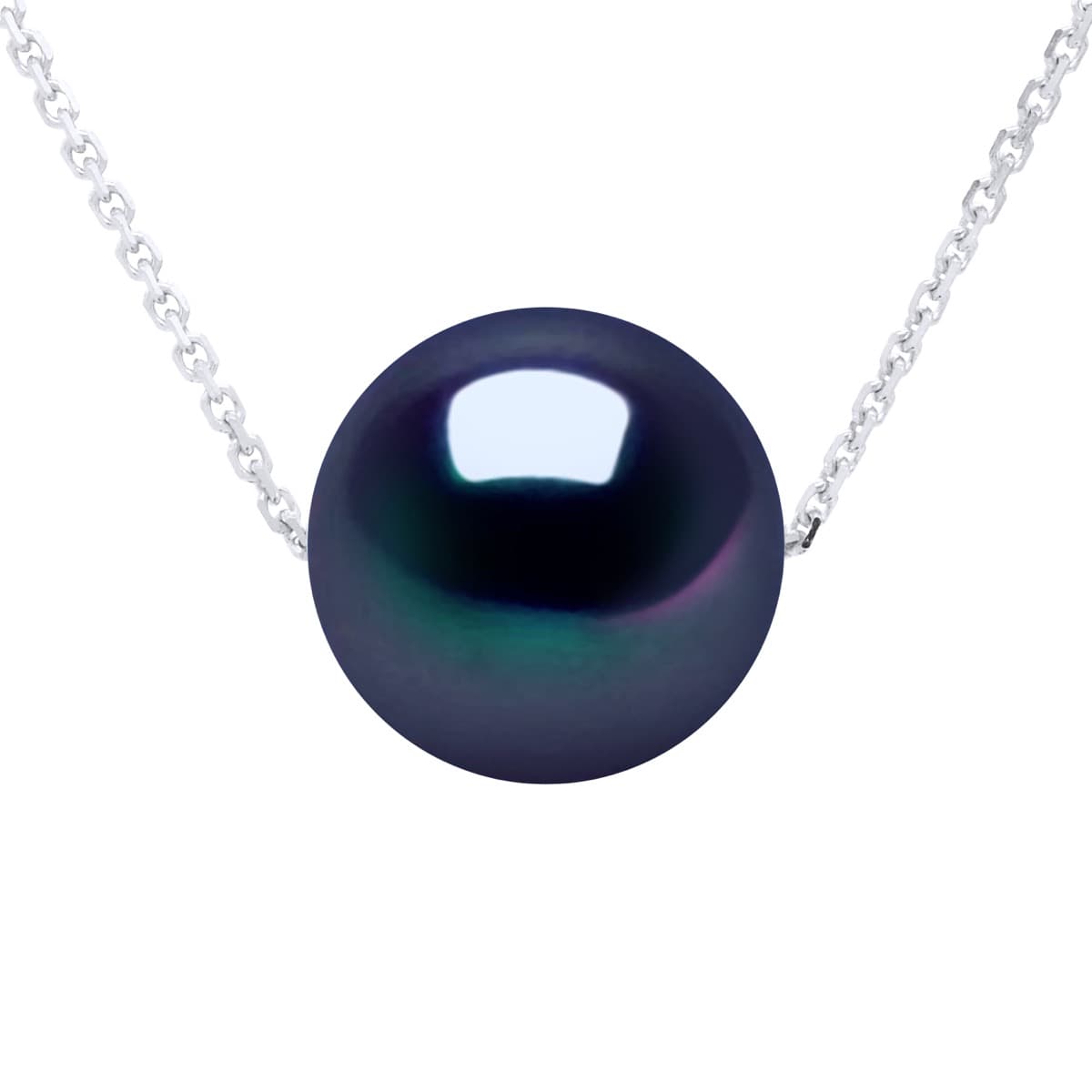 Collier Véritable Perle d'Eau Douce Ronde 9-10 mm — Or Blanc 375 Millièmes — 42 cm 1