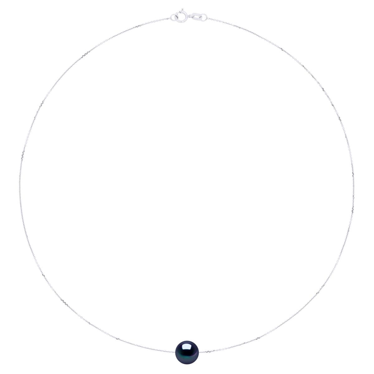 Collier Véritable Perle d'Eau Douce Ronde 9-10 mm — Or Blanc 375 Millièmes — 42 cm 2