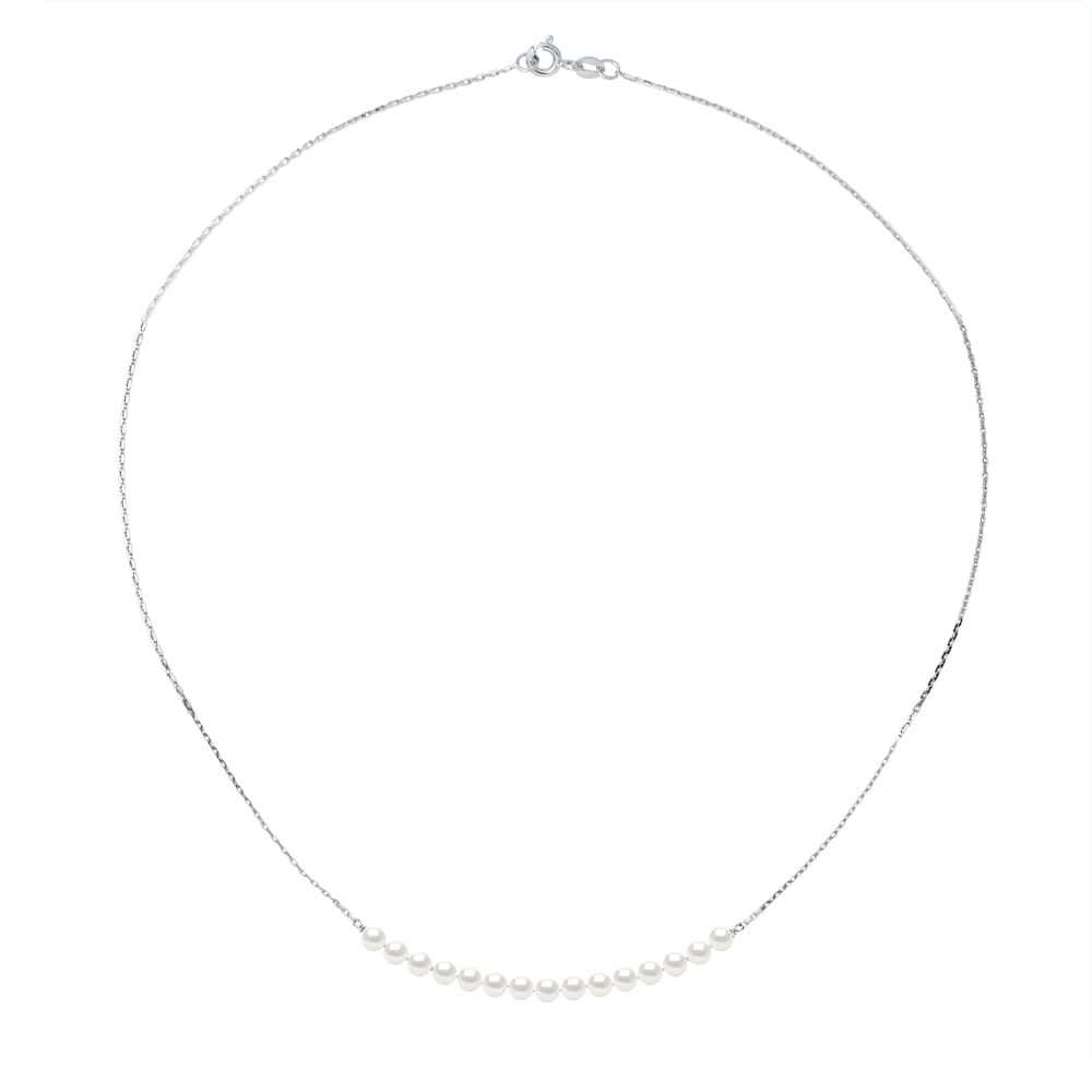 Collier Véritables Perles d'Eau Douce Rondes 3-4 mm — Or Blanc 375 Millièmes — 42 cm 1