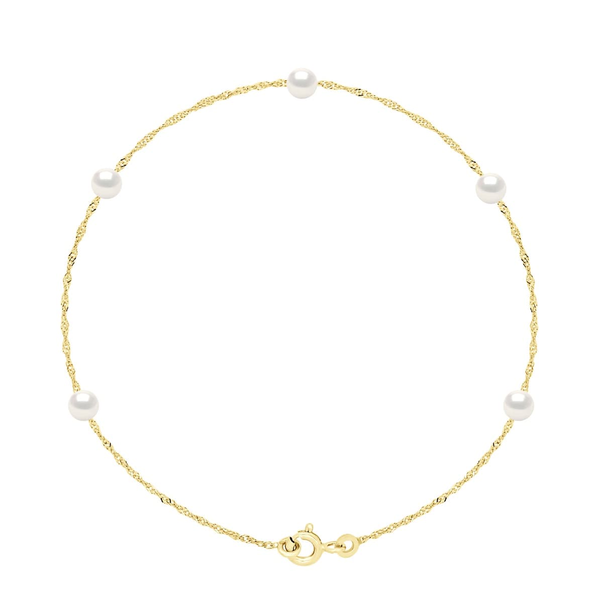 Bracelet Véritables Perles d'Eau Douce Rondes 4-5 mm — Or Jaune 750 Millièmes — 18 cm 1