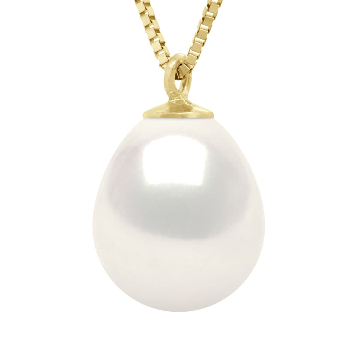 Collier Véritable Perle d'Eau Douce Poire 9-10 mm — Or Jaune 375 Millièmes — 42 cm 1