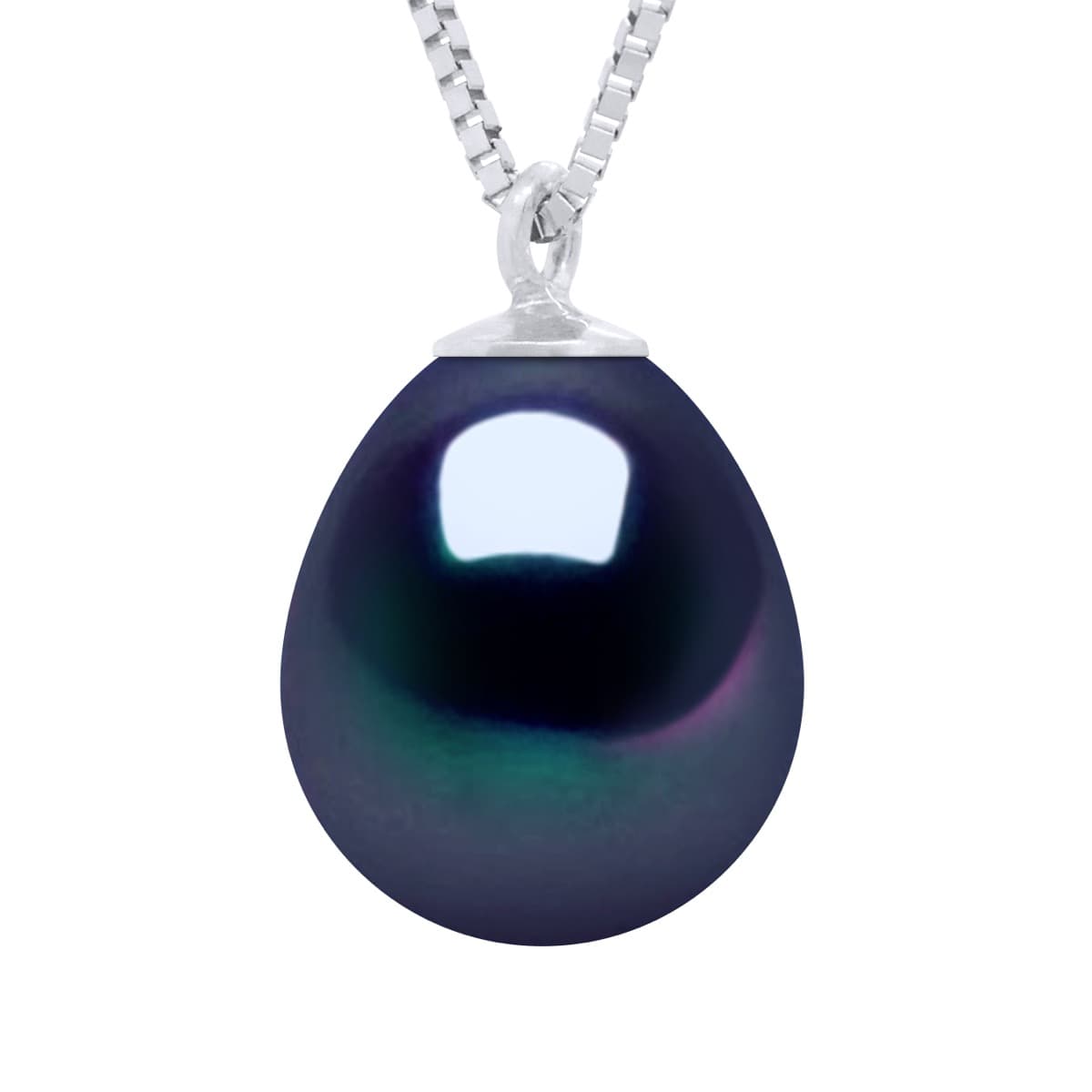 Collier Véritable Perle d'Eau Douce Poire 9-10 mm — Or Blanc 375 Millièmes — 42 cm 1