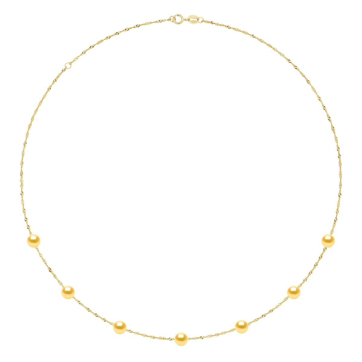 Collier Véritables Perles d'Eau Douce Rondes 6-7 mm — Or Jaune 750 Millièmes — 42 cm 1