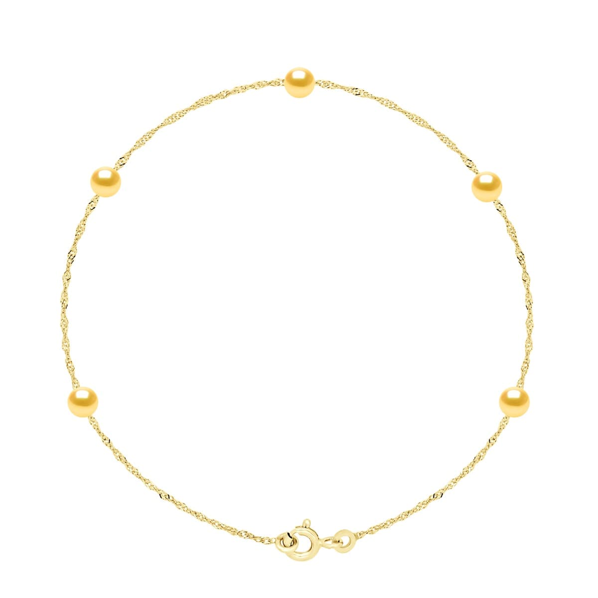 Bracelet Véritables Perles d'Eau Douce Rondes 4-5 mm — Or Jaune 750 Millièmes — 18 cm 1