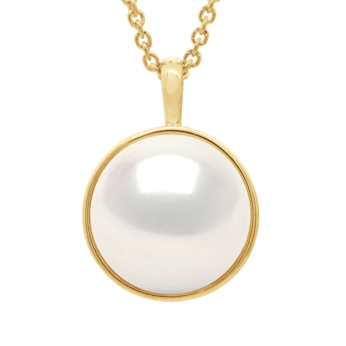 Collier Véritable Perle d'Eau Douce Bouton 10-11 mm — Or Jaune 375 Millièmes — 42 cm 1