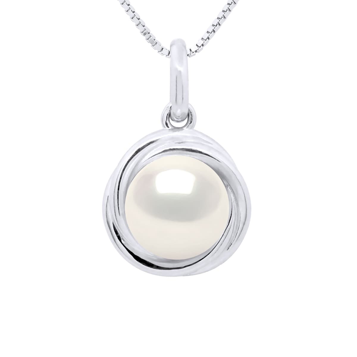 Collier Véritable Perle d'Eau Douce Ronde 10-11 mm — Or Blanc 375 Millièmes — 42 cm 1