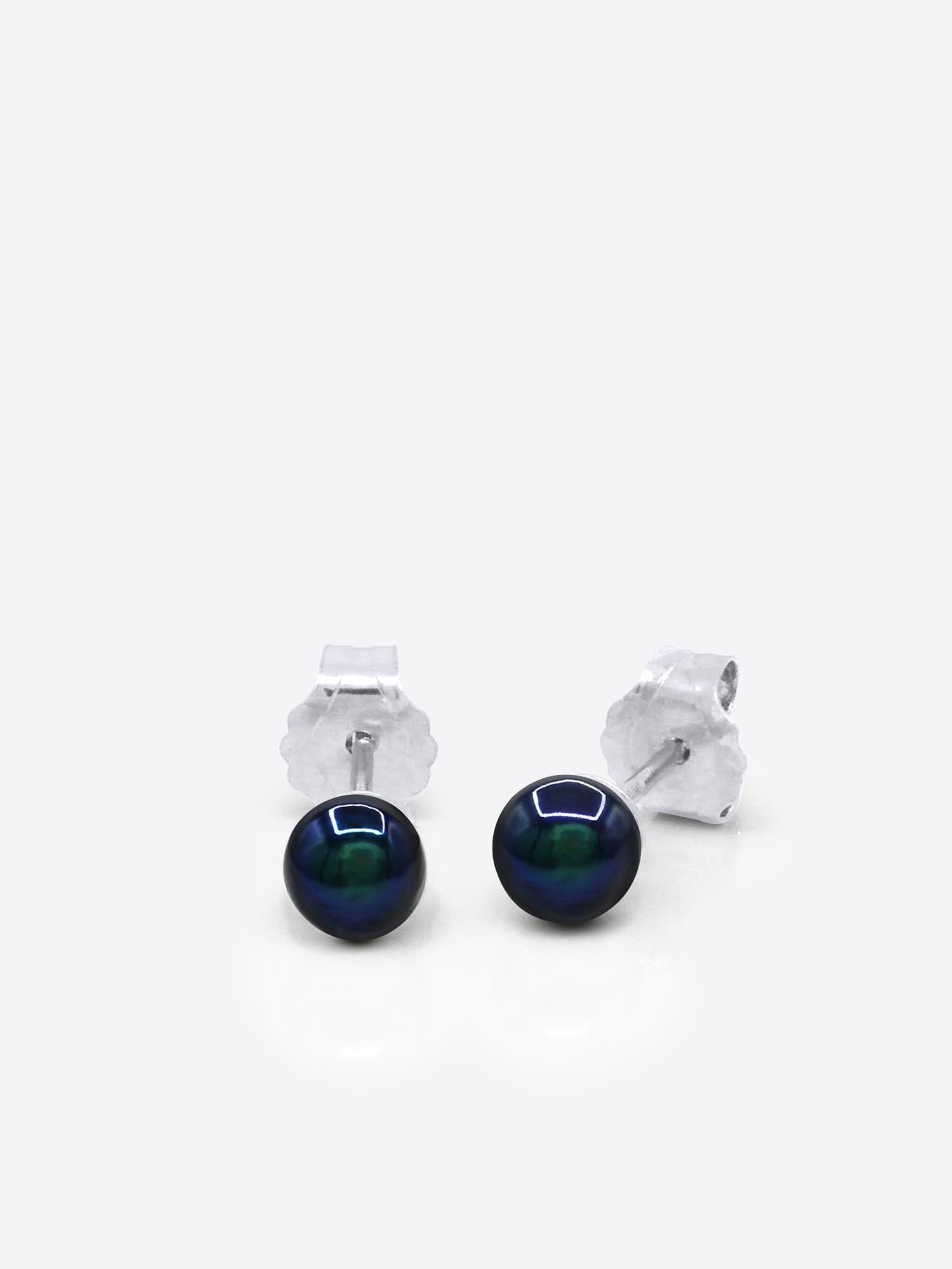 Boucles d'Oreilles Véritables Perles d'Eau Douce Rondes 4-5 mm — Or Blanc 750 Millièmes 1